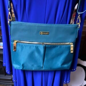 Joy Mangano Turquoise Crossbody Bag with Gold Details